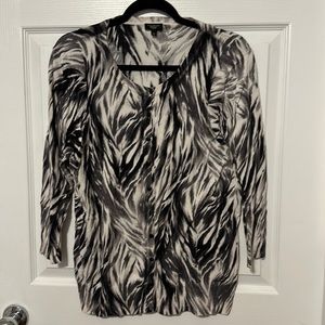 EUC Talbots zebra striped sweater button closure